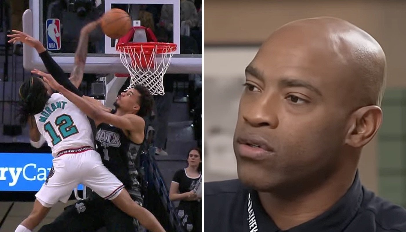 La légende NBA Vince Carter (droite) a réagi au poster dunk de Ja Morant sur Victor Wembanyama