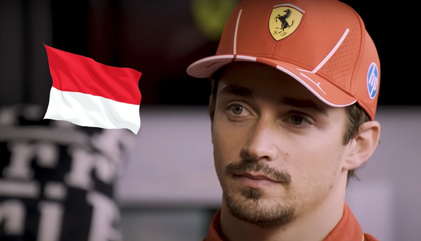 Le pilote de Formule 1 Charles Leclerc, ici accompagné du drapeau de Monaco