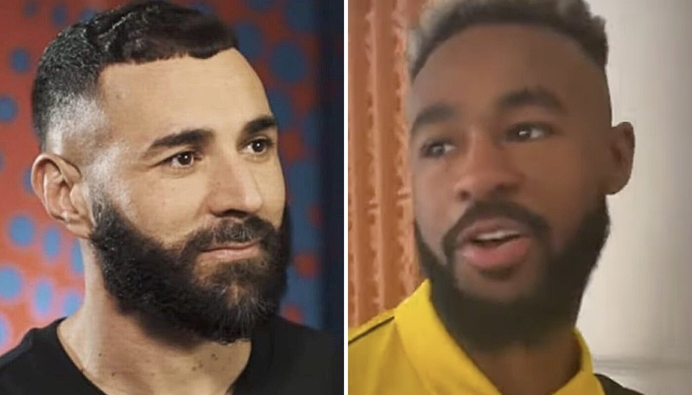 Les joueurs d'Al-Ittihad, Karim Benzema (gauche) et Muhannad Al-Shanqeeti (droite)