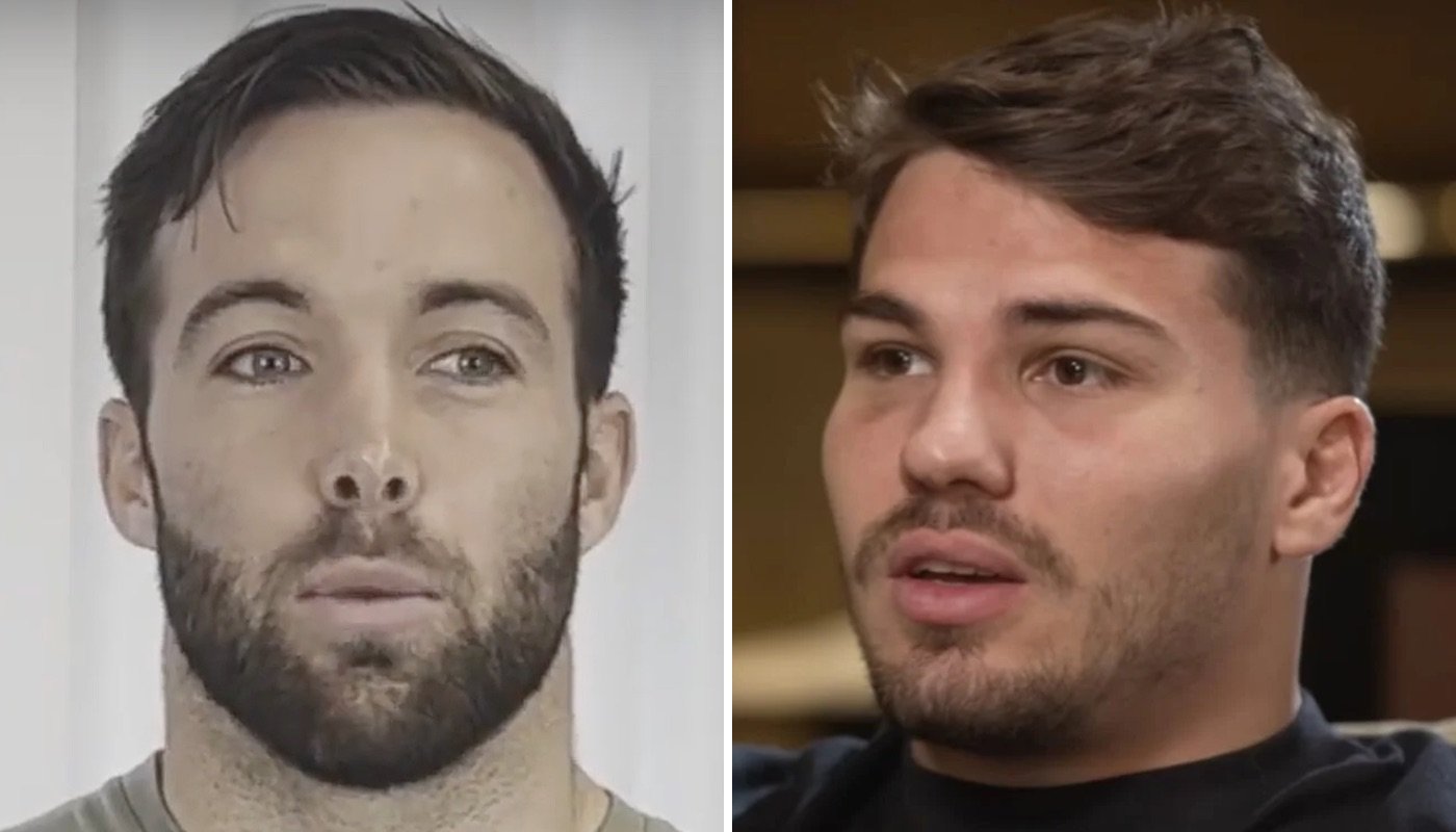 Les demis de mêlée du Stade Toulousain, Paul Graou (gauche) et Antoine Dupont (droite)