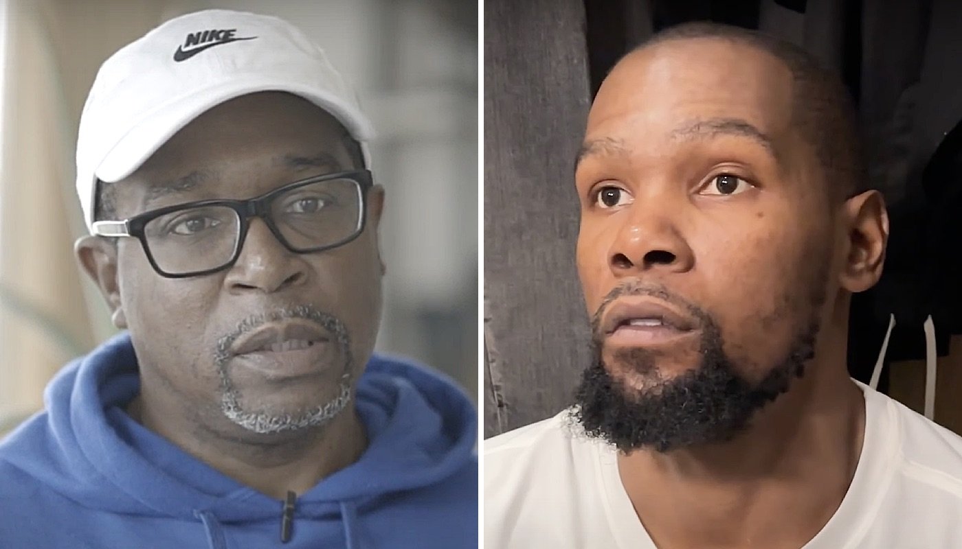 La star NBA Kevin Durant (droite) et son père, Wayne Pratt (gauche)